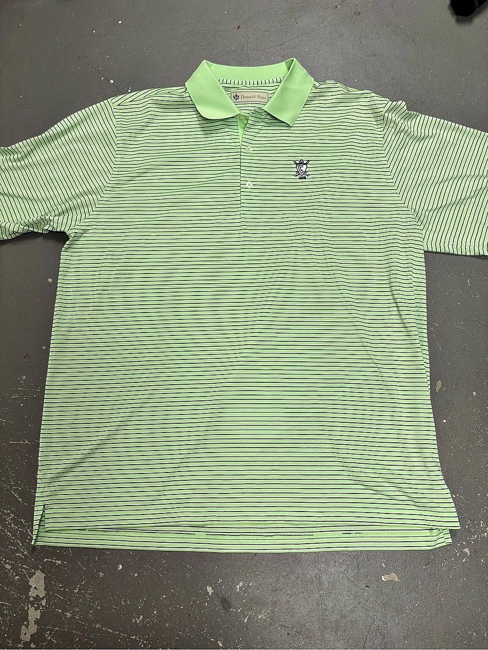 Donald Ross Striped Golf Polo Country Club in Green & Black Men’s XL